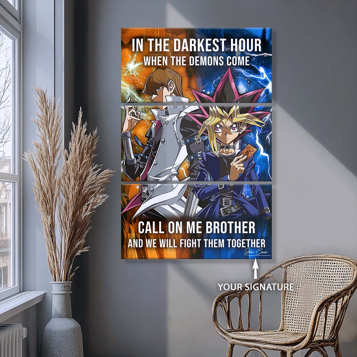 Yugioh - 3 Piece Wall Art - YO001 - In The Darkest Hour - Call On Me Brother - Yugioh - Seto Kaiba - Yugioh Canvas