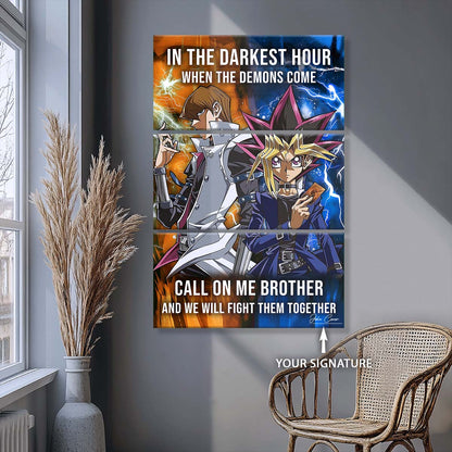 Yugioh - 3 Piece Wall Art - YO001 - In The Darkest Hour - Call On Me Brother - Yugioh - Seto Kaiba - Yugioh Canvas