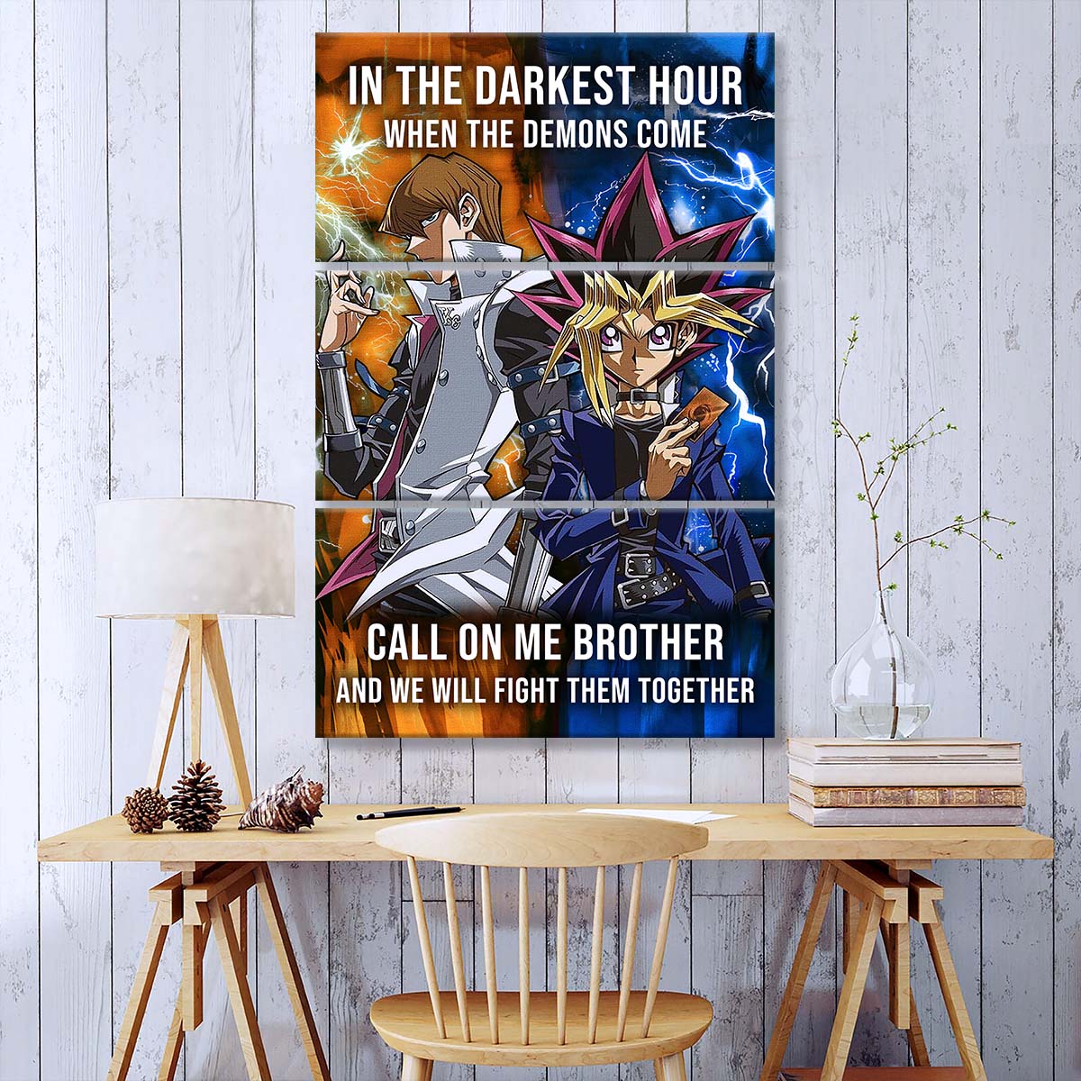 Yugioh - 3 Piece Wall Art - YO001 - In The Darkest Hour - Call On Me Brother - Yugioh - Seto Kaiba - Yugioh Canvas