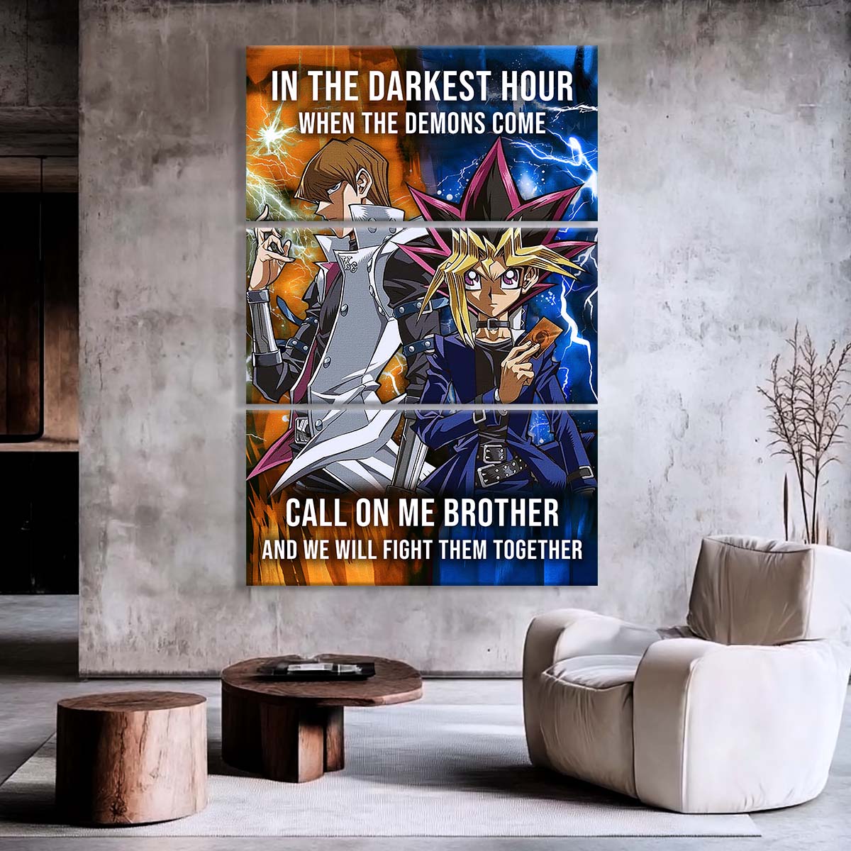 Yugioh - 3 Piece Wall Art - YO001 - In The Darkest Hour - Call On Me Brother - Yugioh - Seto Kaiba - Yugioh Canvas