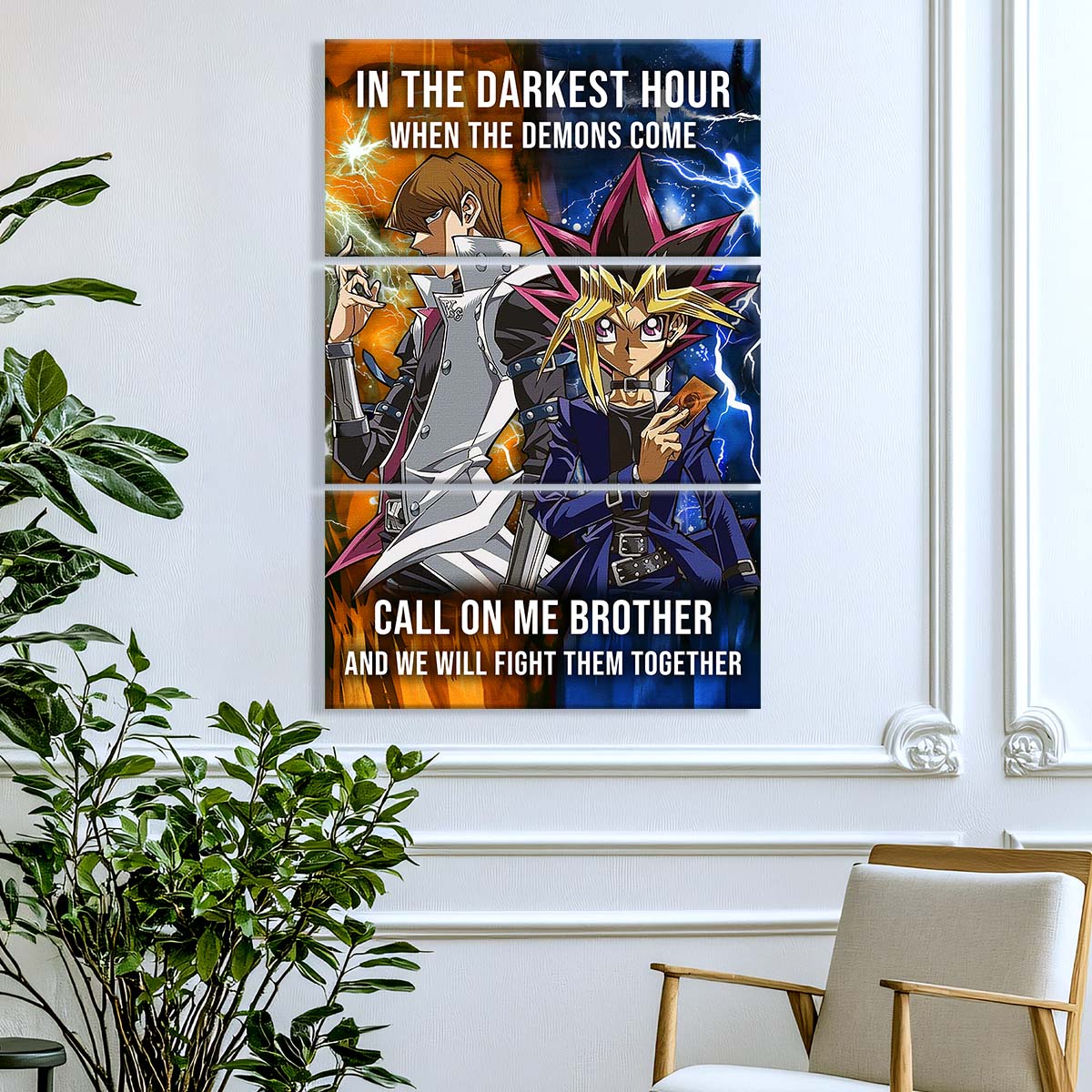 Yugioh - 3 Piece Wall Art - YO001 - In The Darkest Hour - Call On Me Brother - Yugioh - Seto Kaiba - Yugioh Canvas