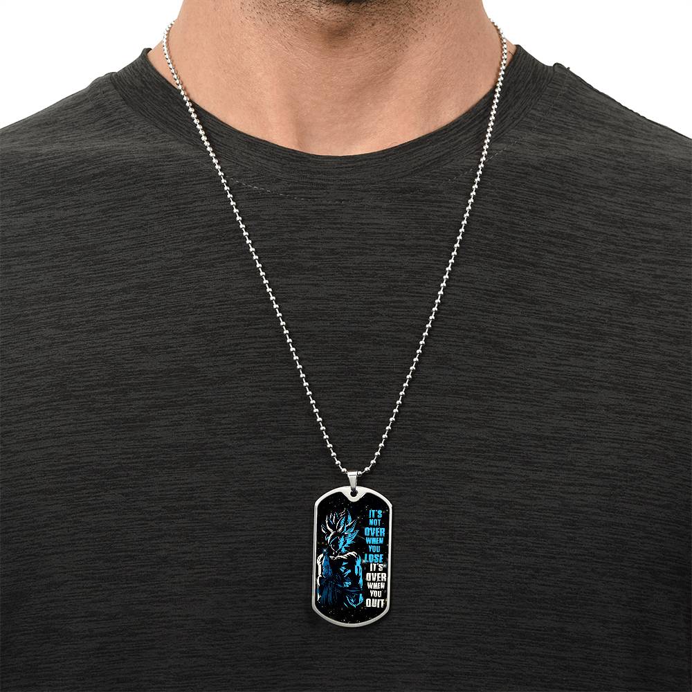 Dragon Ball - It's Not Over When You Lose - Goku - Supper Saiyan Blue - Galaxy - Black Dog Tag - Dragon Ball Dog Tag - Military Ball Chain - Luxury Dog Tag