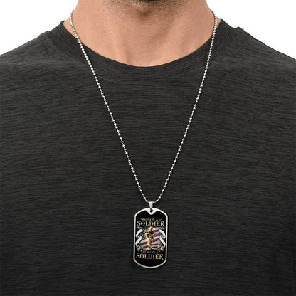 Soldier - Once A Soldier - Always A Soldier - Army - Marine - Black Dog Tag - Soldier Dog Tag - Military Ball Chain - Luxury Dog Tag