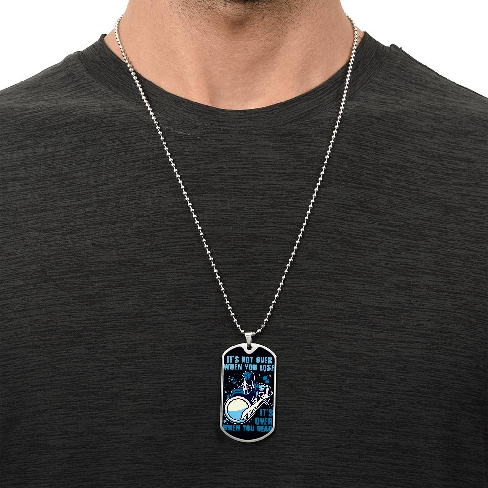 Warrior - It's not Over When You Lose - It's Over When You Dead - Sparta - Spartan - Black Dog Tag - Warrior Dog Tag - Military Ball Chain - Luxury Dog Tag