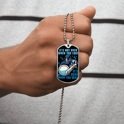 Warrior - It's not Over When You Lose - It's Over When You Dead - Sparta - Spartan - Black Dog Tag - Warrior Dog Tag - Military Ball Chain - Luxury Dog Tag