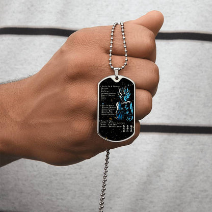 Dragon Ball - 7 5 3 CODE - Goku - Supper Saiyan Blue - Galaxy - Black Dog Tag - Dragon Ball Dog Tag - Military Ball Chain - Luxury Dog Tag