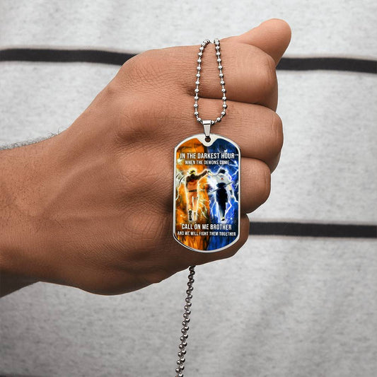 Naruto - Call On me Brother - Uzumaki Naruto  - Uchiha Sasuke  - Military Ball Chain - Luxury Dog Tag