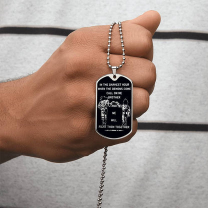Dragon Ball - Call On Me Brother - Goku - Vegeta - Black Dog Tag - Dragon Ball Dog Tag - Military Ball Chain - Luxury Dog Tag