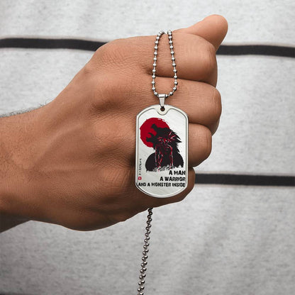 Dragon Ball - A Man - A Warrior - A Monster Inside - Goku - Dragon Ball Dog Tag - Military Ball Chain - Luxury Dog Tag