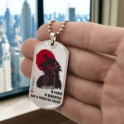 Dragon Ball - A Man - A Warrior - A Monster Inside - Goku - Dragon Ball Dog Tag - Military Ball Chain - Luxury Dog Tag