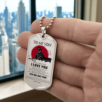 Warrior - Dad To Son - Your Way Back Home - Sparta - Spartan - Warrior Dog Tag - Military Ball Chain - Luxury Dog Tag