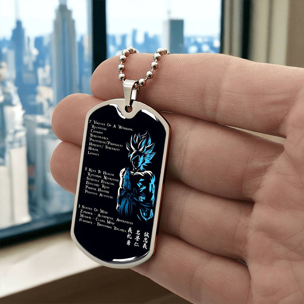 Dragon Ball - 7 5 3 CODE - Goku - Supper Saiyan Blue - Black Dog Tag - Dragon Ball Dog Tag - Military Ball Chain - Luxury Dog Tag