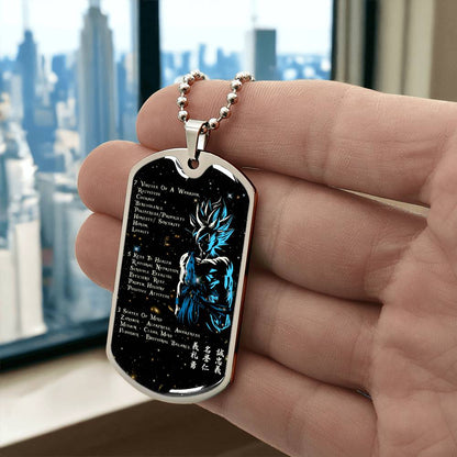 Dragon Ball - 7 5 3 CODE - Goku - Supper Saiyan Blue - Galaxy - Black Dog Tag - Dragon Ball Dog Tag - Military Ball Chain - Luxury Dog Tag