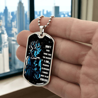 Dragon Ball - Don't Ever Think That The Reason - Goku - Galaxy - Black Dog Tag - Dragon Ball Dog Tag - Military Ball Chain - Luxury Dog Tag