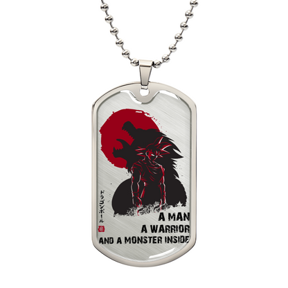 Dragon Ball - A Man - A Warrior - A Monster Inside - Goku - Dragon Ball Dog Tag - Military Ball Chain - Luxury Dog Tag