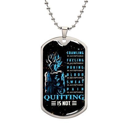 Dragon Ball - Quitting Is Not - Goku - Supper Saiyan Blue - Galaxy - Black Dog Tag - Dragon Ball Dog Tag - Military Ball Chain - Luxury Dog Tag