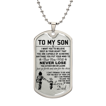 Dragon Ball - Dad To Son - Never Lose - Vegeta - Trunks - Dragon Ball Dog Tag - Military Ball Chain - Luxury Dog Tag
