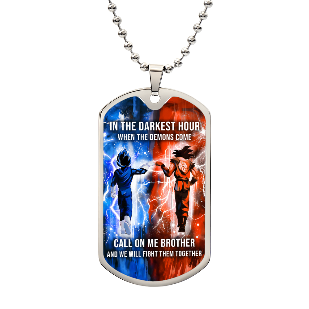Dragon Ball - Call On me Brother - Goku - Vegeta - Military Ball Chain - Luxury Dog Tag