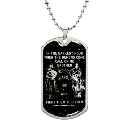 Knight Templar - Call On Me Brother - Galaxy - Black Dog Tag - Knight Templar Dog Tag - Military Ball Chain - Luxury Dog Tag