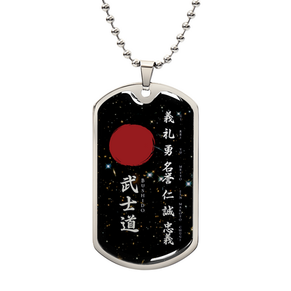 Samurai - The Seven Virtures Of Bushido - Bushido - Katana - Ronin - Galaxy - Black Dog Tag - Samurai Dog Tag - Military Ball Chain - Luxury Dog Tag