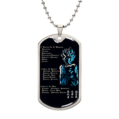 Dragon Ball - 7 5 3 CODE - Goku - Supper Saiyan Blue - Black Dog Tag - Dragon Ball Dog Tag - Military Ball Chain - Luxury Dog Tag