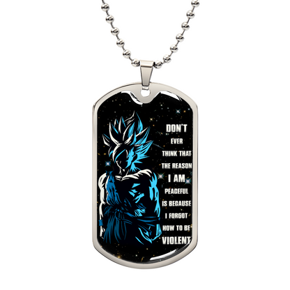 Dragon Ball - Don't Ever Think That The Reason - Goku - Galaxy - Black Dog Tag - Dragon Ball Dog Tag - Military Ball Chain - Luxury Dog Tag