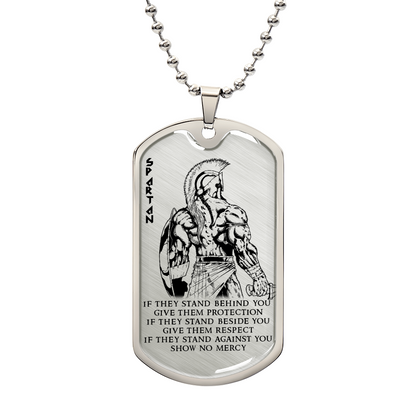 Warrior - IF - Show No Mercy - Sparta - Spartan - Warrior Dog Tag - Military Ball Chain - Luxury Dog Tag