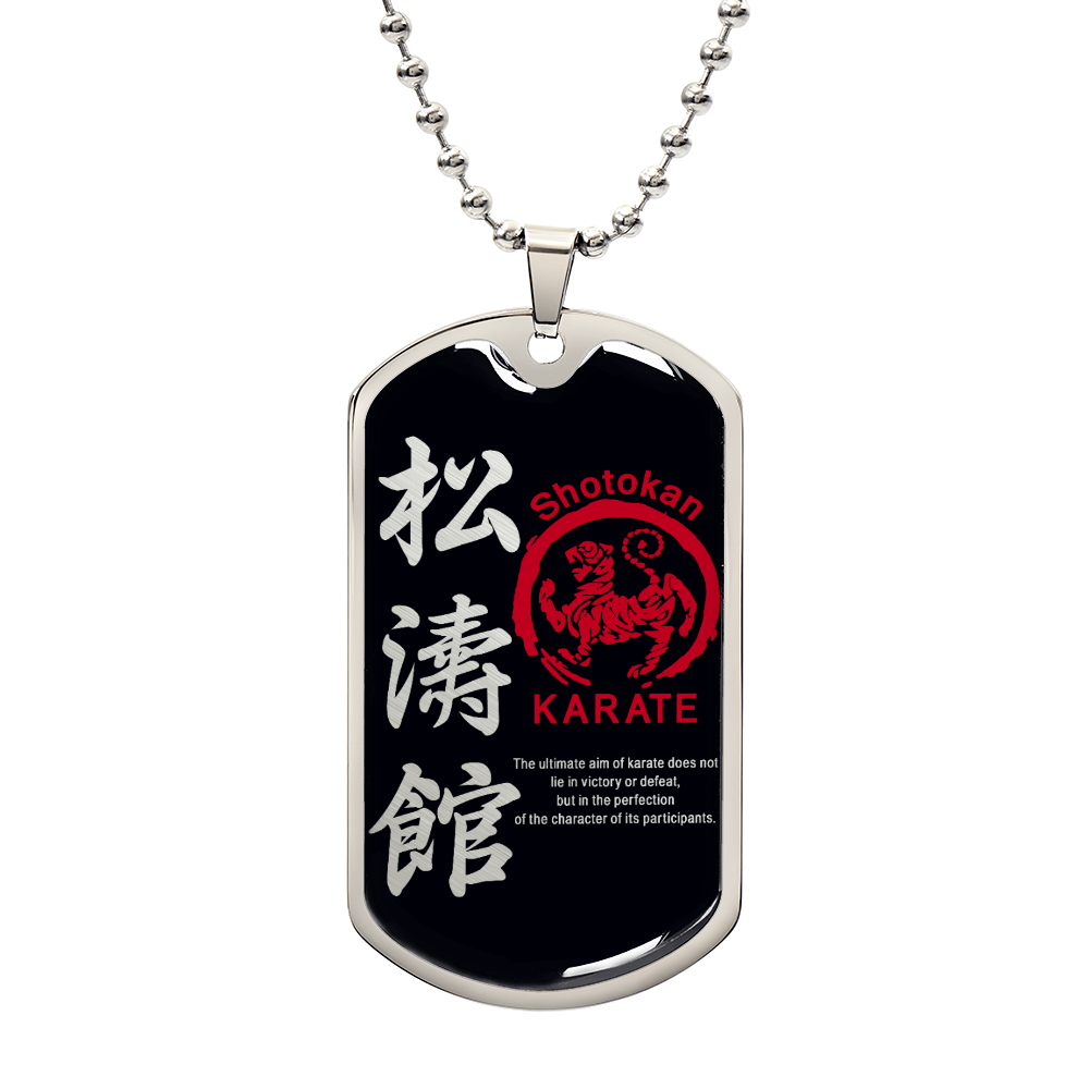 Karate - The Ultimate Aim Of Karate Does Not Lie In Victory Or Defeat - Shotokan Karate - Black Dog Tag - Karate Dog Tag - Military Ball Chain - Luxury Dog Tag