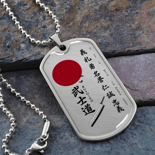 Samurai - The Seven Virtures Of Bushido 2 - Bushido - Katana - Ronin - Samurai Dog Tag - Military Ball Chain - Luxury Dog Tag