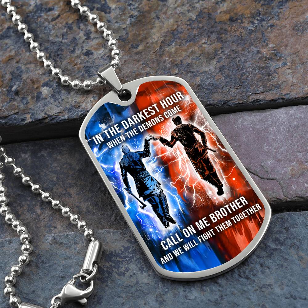 Viking - Call On me Brother - Ragnar Lothbrok - Floki - Military Ball Chain - Luxury Dog Tag
