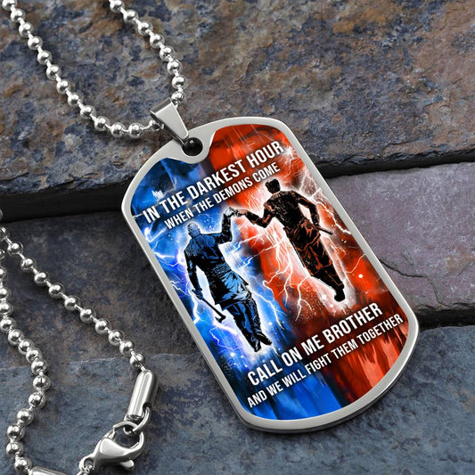 Viking - Call On me Brother - Ragnar Lothbrok - Floki - Military Ball Chain - Luxury Dog Tag