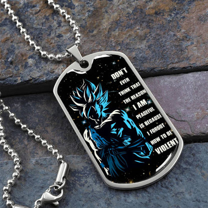 Dragon Ball - Don't Ever Think That The Reason - Goku - Galaxy - Black Dog Tag - Dragon Ball Dog Tag - Military Ball Chain - Luxury Dog Tag