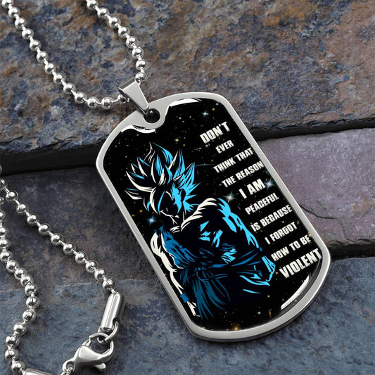 Dragon Ball - Don't Ever Think That The Reason - Goku - Galaxy - Black Dog Tag - Dragon Ball Dog Tag - Military Ball Chain - Luxury Dog Tag