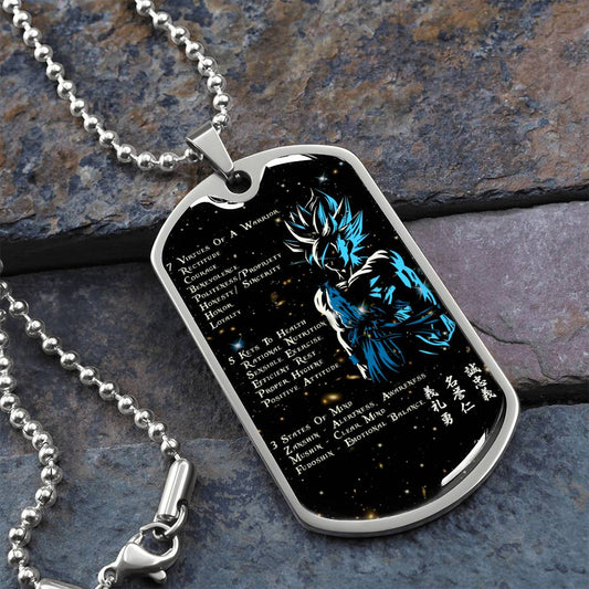 Dragon Ball - 7 5 3 CODE - Goku - Supper Saiyan Blue - Galaxy - Black Dog Tag - Dragon Ball Dog Tag - Military Ball Chain - Luxury Dog Tag