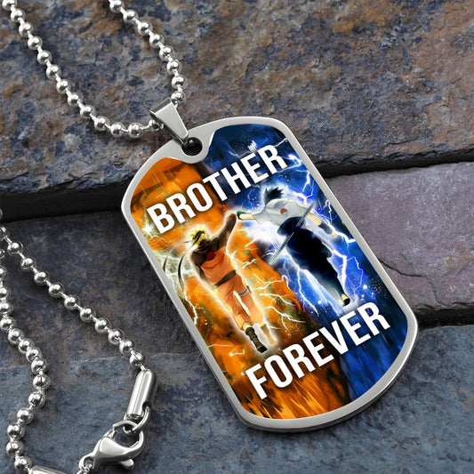 Naruto - Brother Forever - Uzumaki Naruto  - Uchiha Sasuke  - Military Ball Chain - Luxury Dog Tag