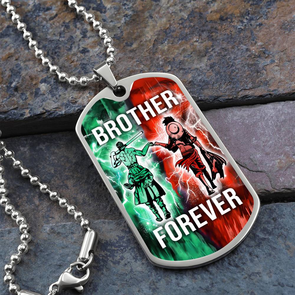 One Piece - Brother Forever - Monkey D. Luffy - Roronoa Zoro - Military Ball Chain - Luxury Dog Tag