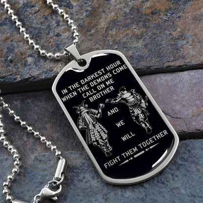 Samurai - Call On me Brother - Bushido - Katana - Ronin - Miyamoto Musashi - Black Dog Tag - Samurai Dog Tag - Military Ball Chain - Luxury Dog Tag