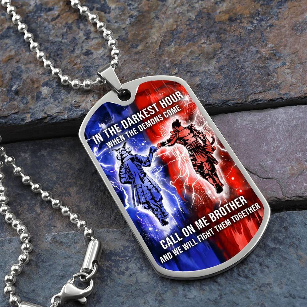 Samurai - Call On me Brother - Bushido - Katana - Ronin - Miyamoto Musashi - Military Ball Chain - Luxury Dog Tag