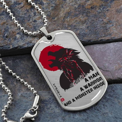 Dragon Ball - A Man - A Warrior - A Monster Inside - Goku - Dragon Ball Dog Tag - Military Ball Chain - Luxury Dog Tag