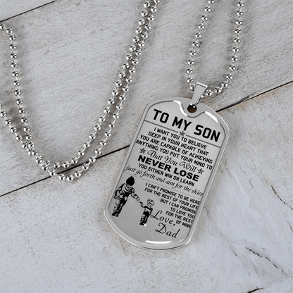 Dragon Ball - Dad To Son - Never Lose - Vegeta - Trunks - Dragon Ball Dog Tag - Military Ball Chain - Luxury Dog Tag