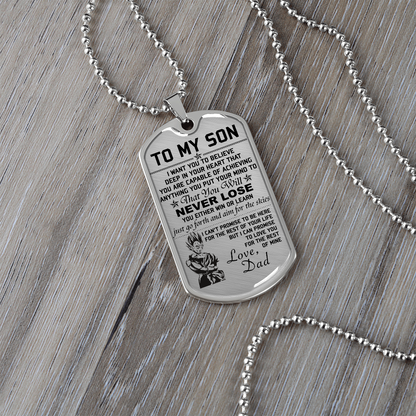 Dragon Ball - Dad To Son - Never Lose - Vegeta & Trunks - Dragon Ball Dog Tag - Military Ball Chain - Luxury Dog Tag