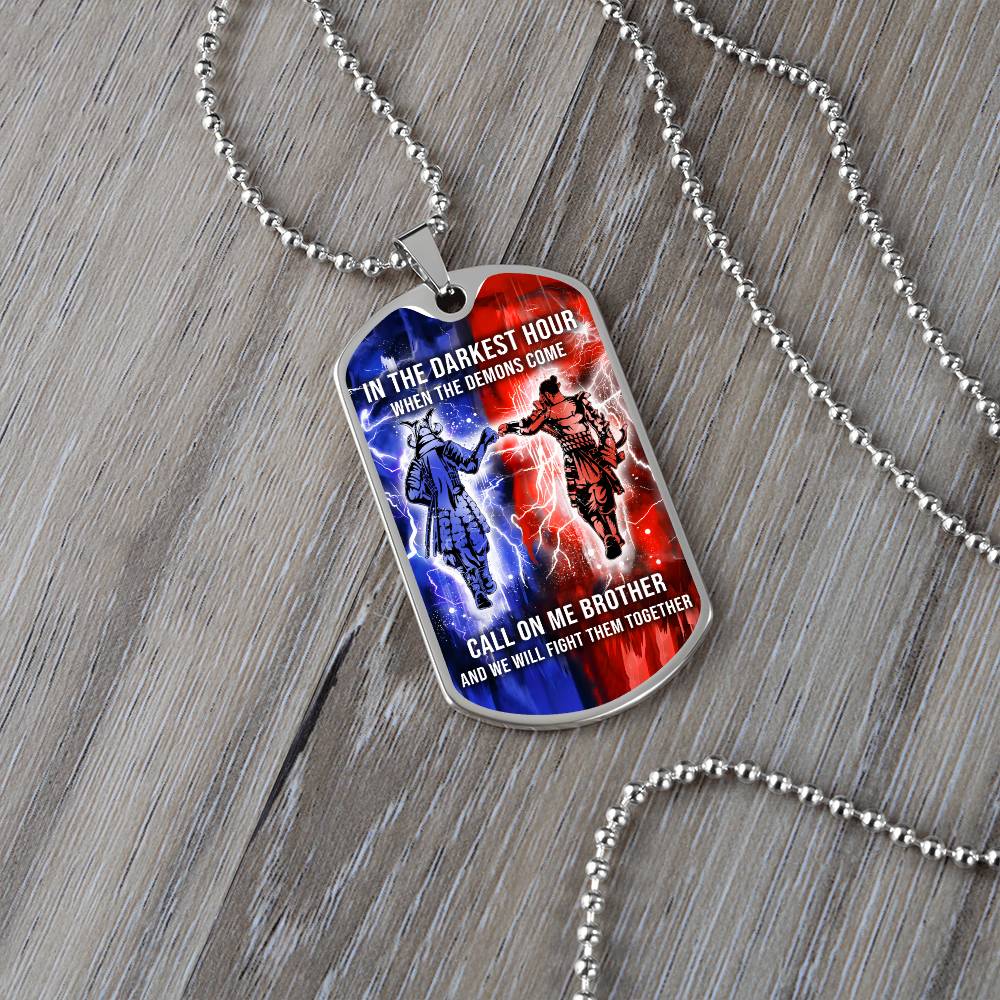 Samurai - Call On me Brother - Bushido - Katana - Ronin - Miyamoto Musashi - Military Ball Chain - Luxury Dog Tag