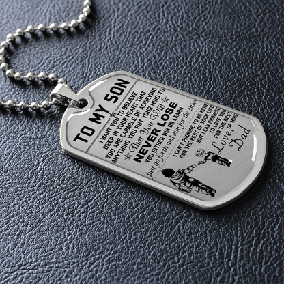 Dragon Ball - Dad To Son - Never Lose - Vegeta - Trunks - Dragon Ball Dog Tag - Military Ball Chain - Luxury Dog Tag