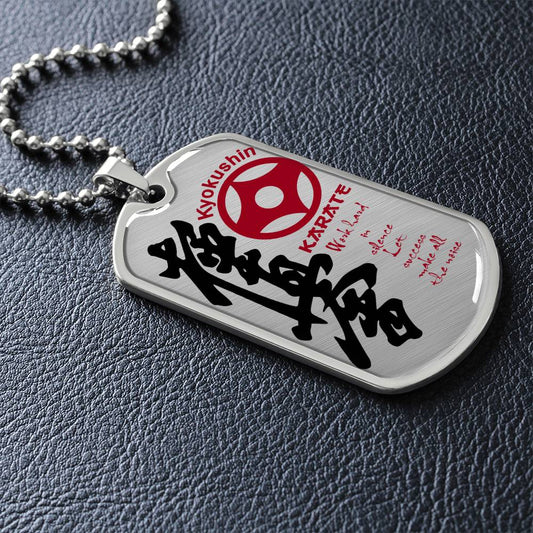 Karate - Work Hard In Silence Let Success Make All The Noise - Kyokushin Karate - Karate Dog Tag - Military Ball Chain - Luxury Dog Tag