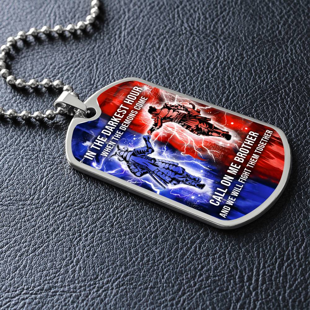 Samurai - Call On me Brother - Bushido - Katana - Ronin - Miyamoto Musashi - Military Ball Chain - Luxury Dog Tag
