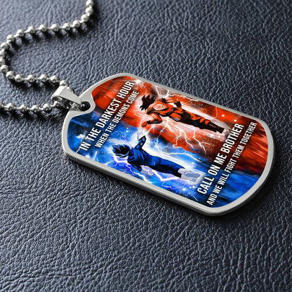 Dragon Ball - Call On me Brother - Goku - Vegeta - Military Ball Chain - Luxury Dog Tag