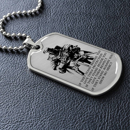 Knight Templar - IF - Show No Mercy - Knight Templar Dog Tag - Military Ball Chain - Luxury Dog Tag