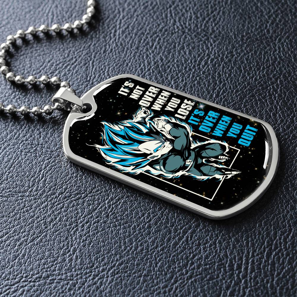 Dragon Ball - It's Not Over When You Lose - Vegeta - Supper Saiyan Blue - Galaxy - Black Dog Tag - Dragon Ball Dog Tag - Military Ball Chain - Luxury Dog Tag