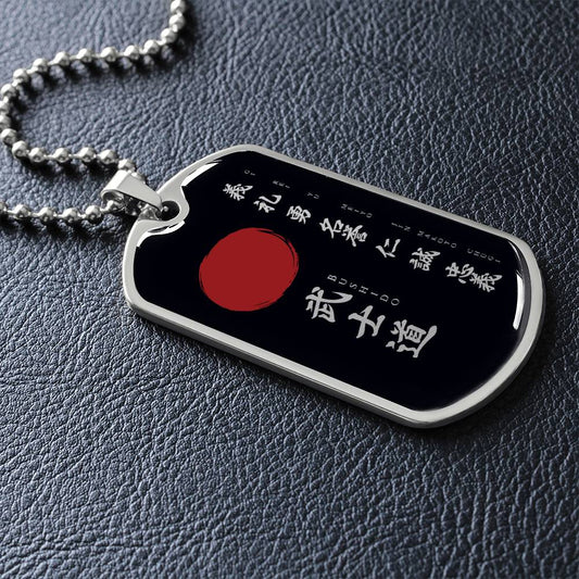 Samurai - The Seven Virtures Of Bushido - Bushido - Katana - Ronin - Black Dog Tag - Samurai Dog Tag - Military Ball Chain - Luxury Dog Tag