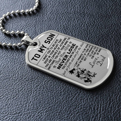 Dragon Ball - Dad To Son - Never Lose - Goku - Gohan - Goten - Dragon Ball Dog Tag - Military Ball Chain - Luxury Dog Tag